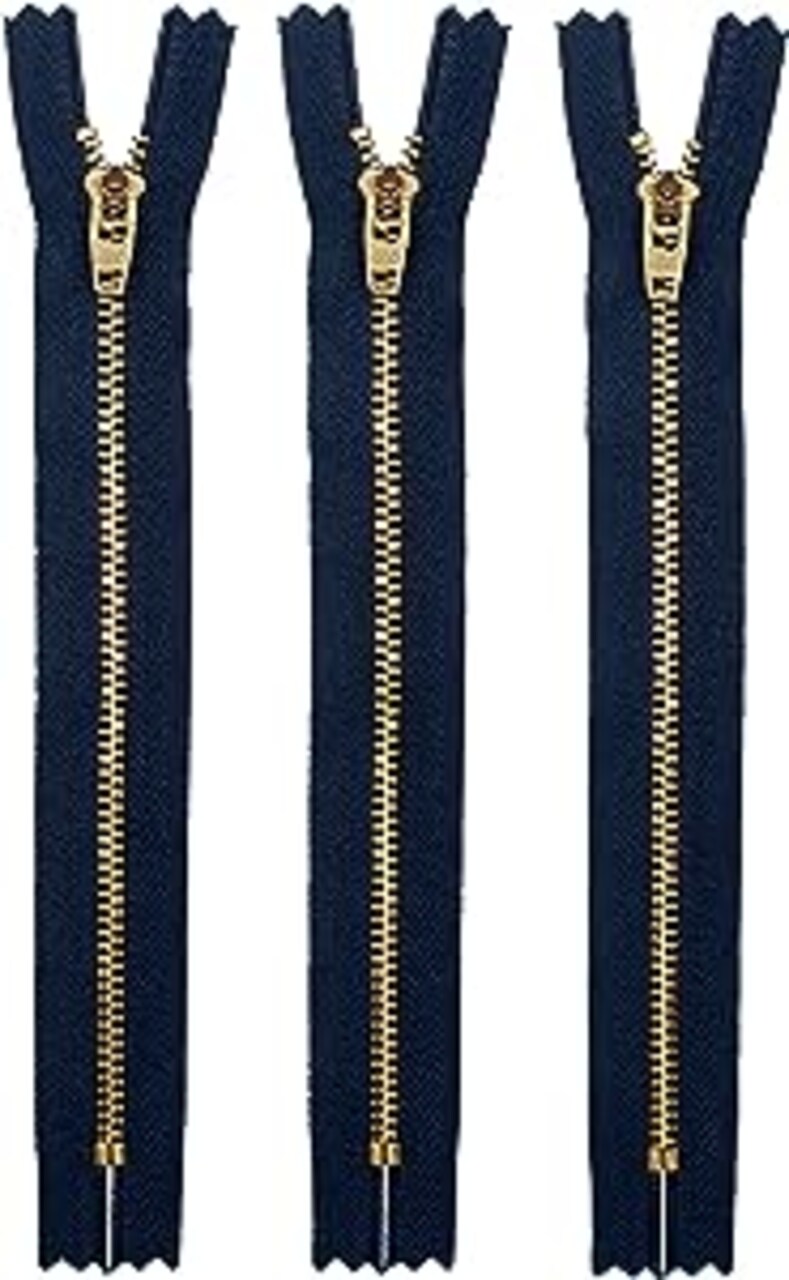 YKK 3" YKK Jeans Brass Zipper #4.5- Navy (3 Zippers) Made in USA